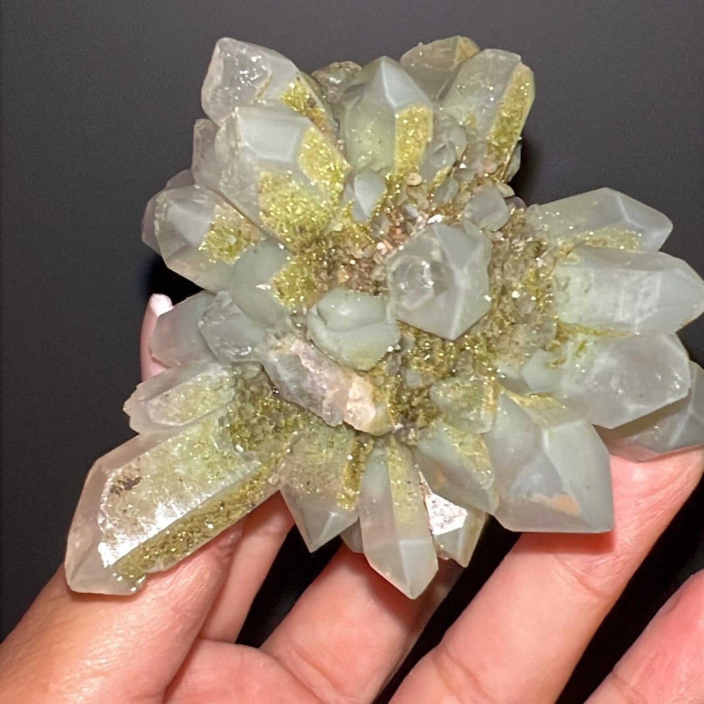 Epic! Crystal Quartz Flowers with Glittery Chlorite Crystals Specimen From Turkey