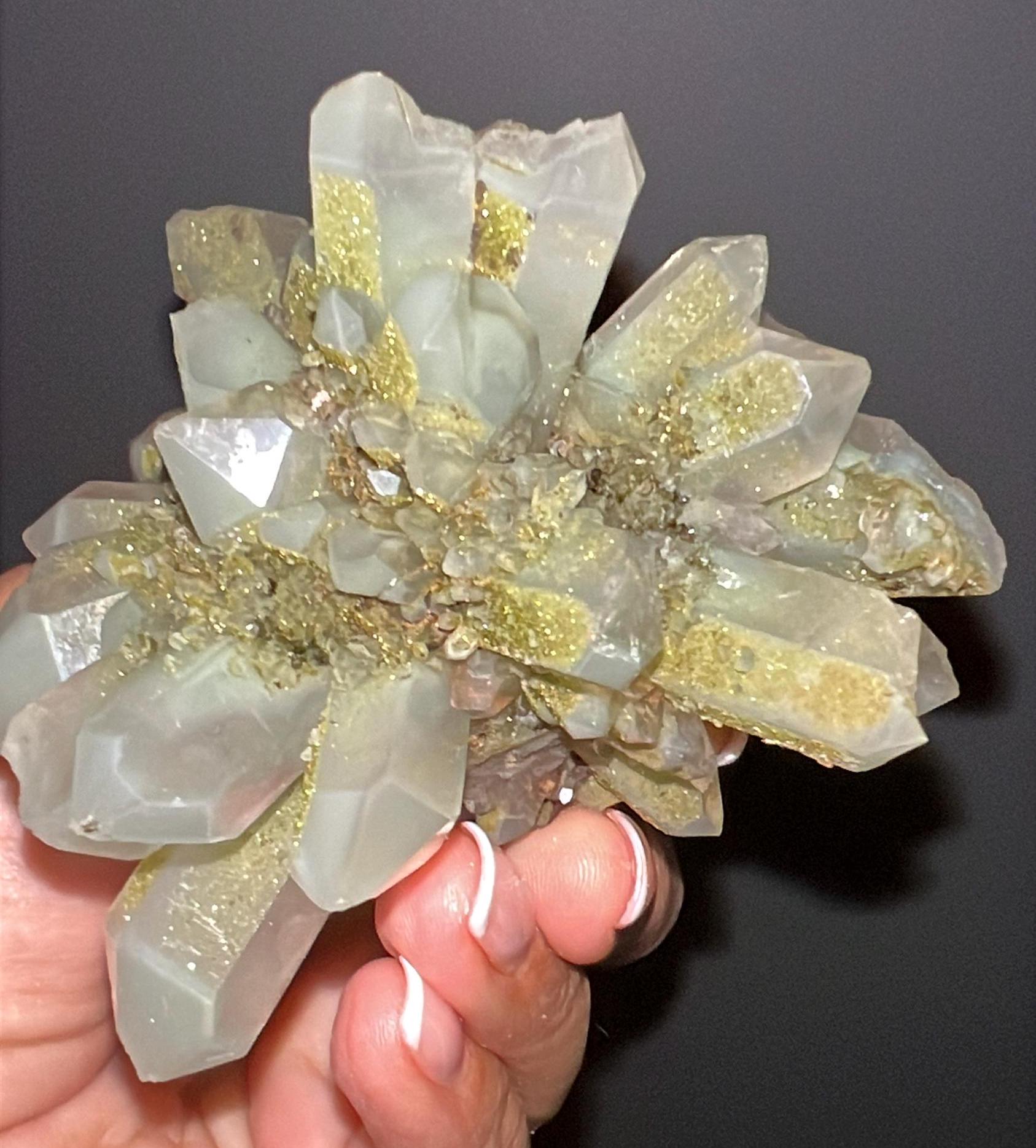 Epic! Crystal Quartz Flowers with Glittery Chlorite Crystals Specimen From Turkey