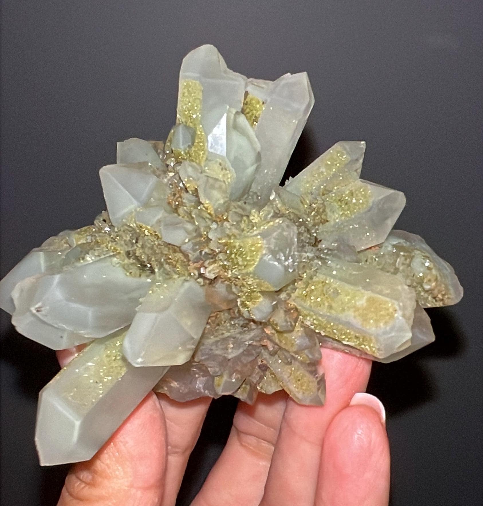 Epic! Crystal Quartz Flowers with Glittery Chlorite Crystals Specimen From Turkey