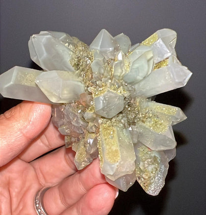 Epic! Crystal Quartz Flowers with Glittery Chlorite Crystals Specimen From Turkey