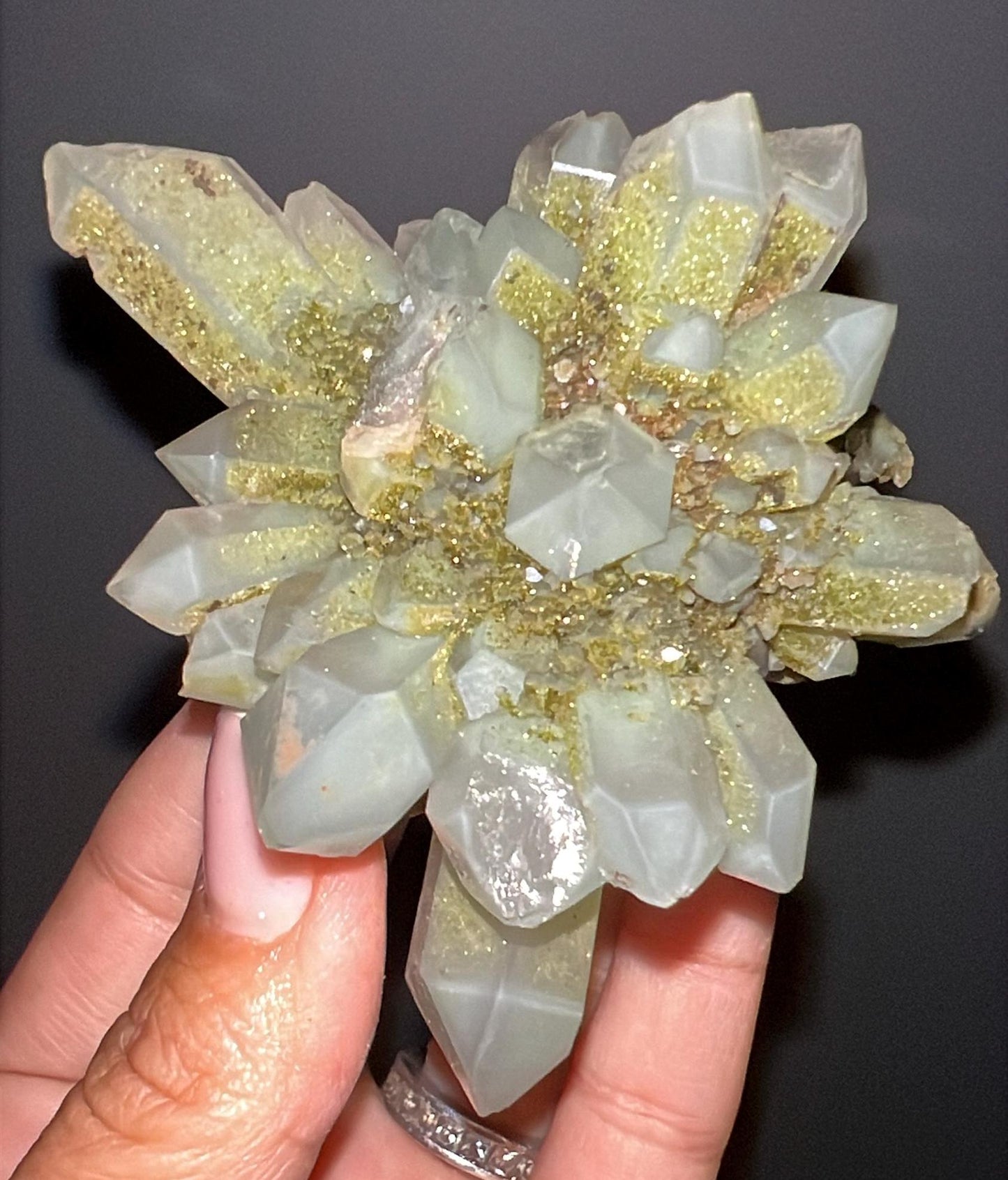 Epic! Crystal Quartz Flowers with Glittery Chlorite Crystals Specimen From Turkey