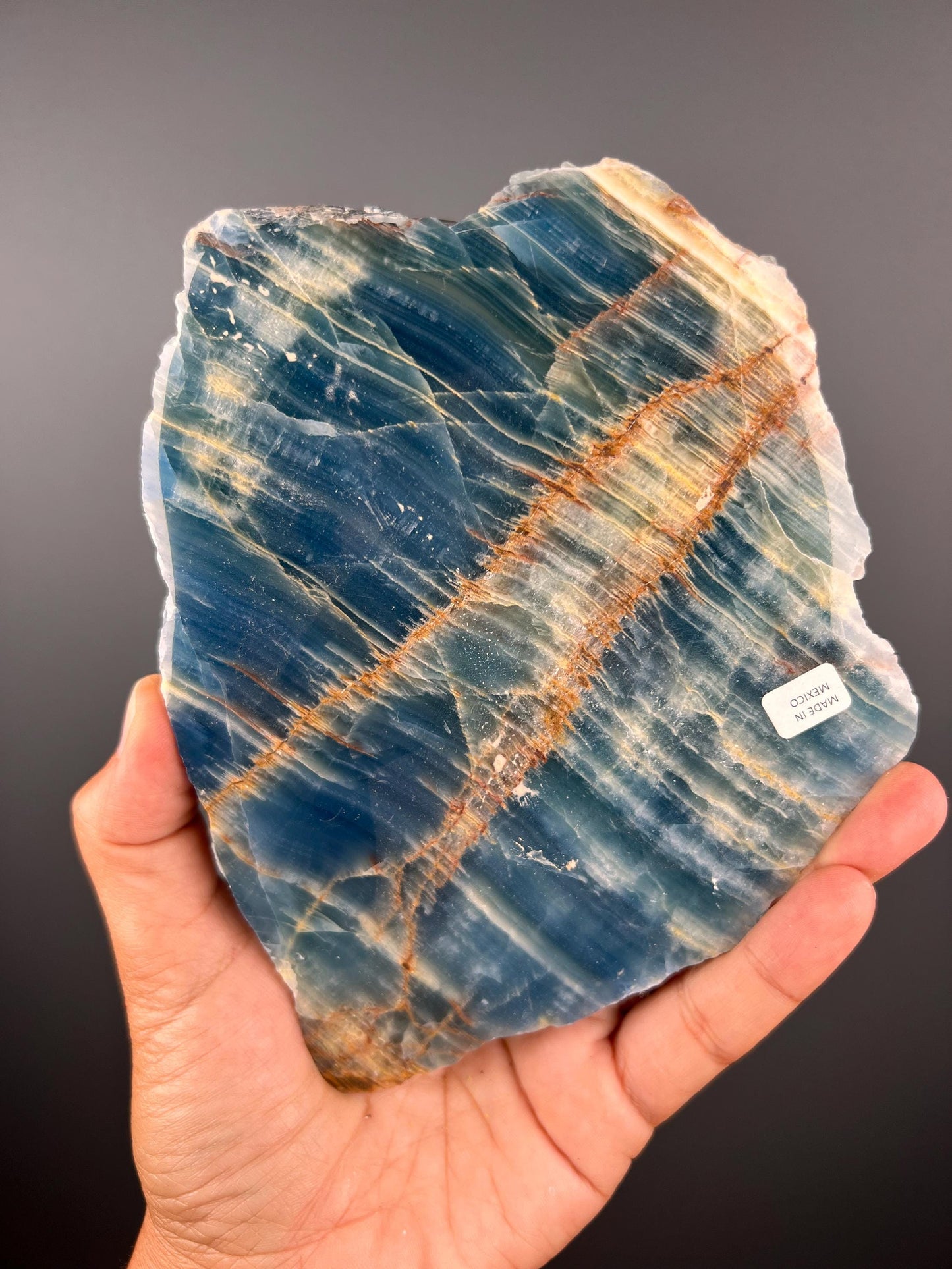 Amazing Blue Color! Aquatine Lemurian Calcite Slab