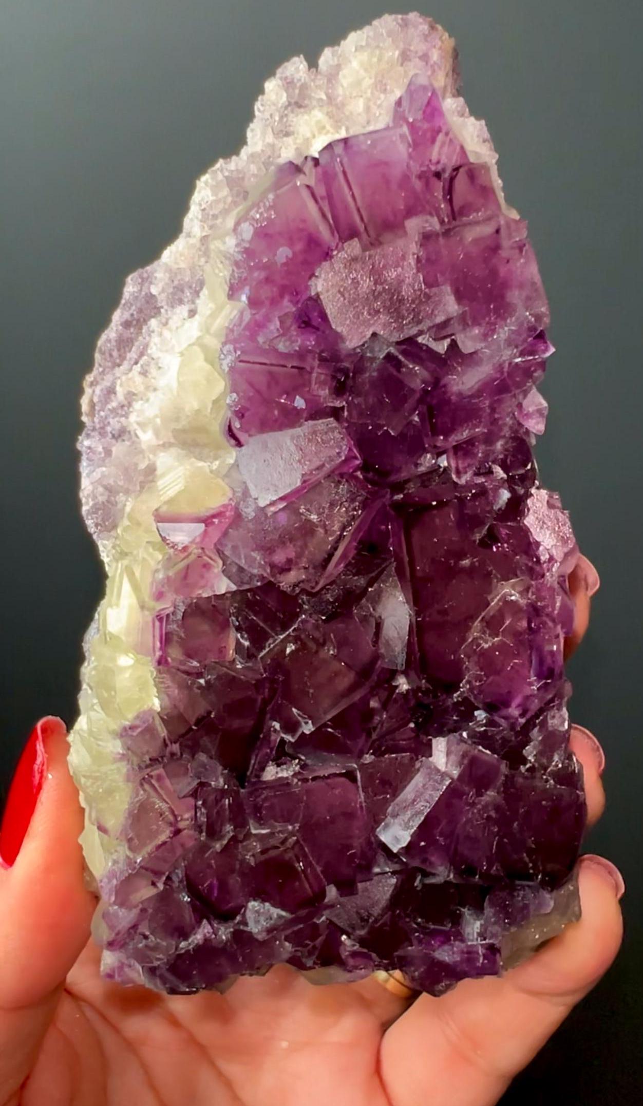 Amazing Piece!Purple Fluorite Specimen with Phantoms From Okorusu,Namibia