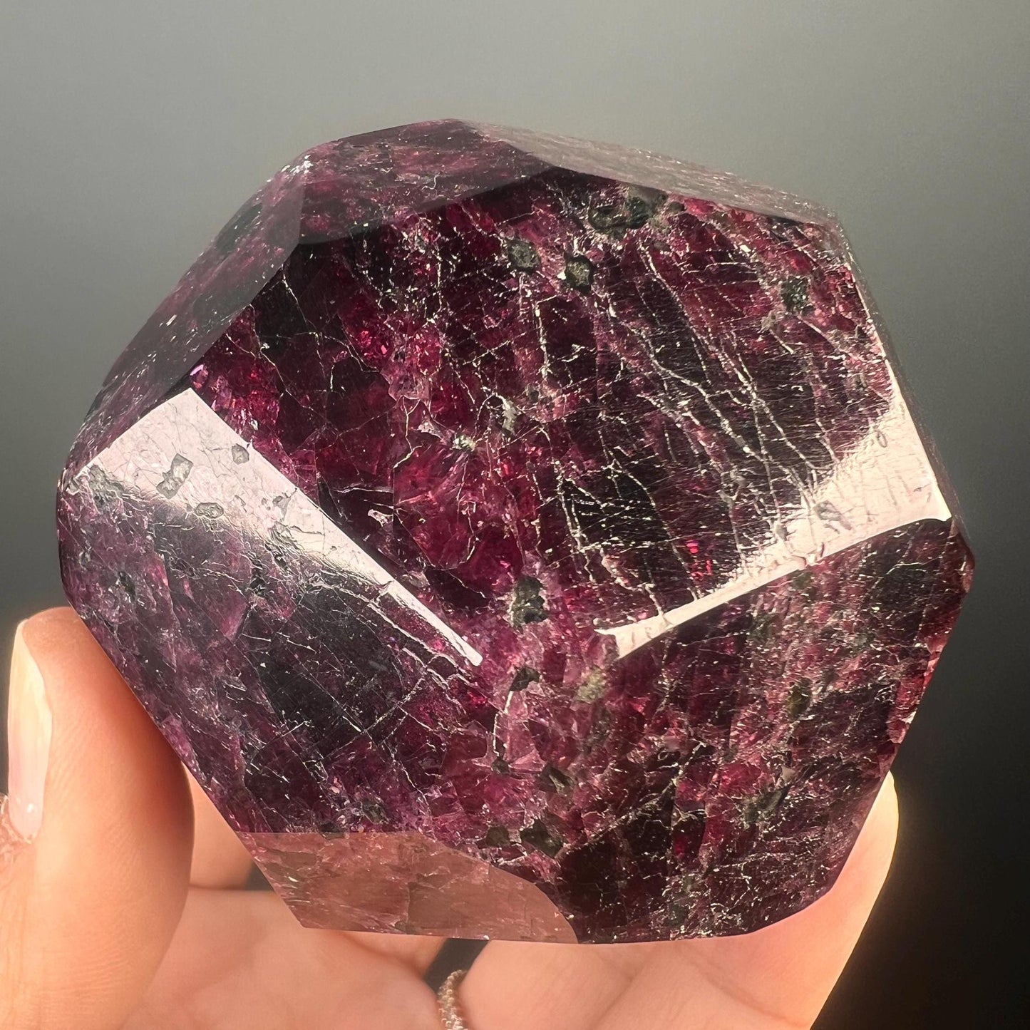 Red Almandine Garnet with Beautiful Crystal Faces, Amazing Red Reflections