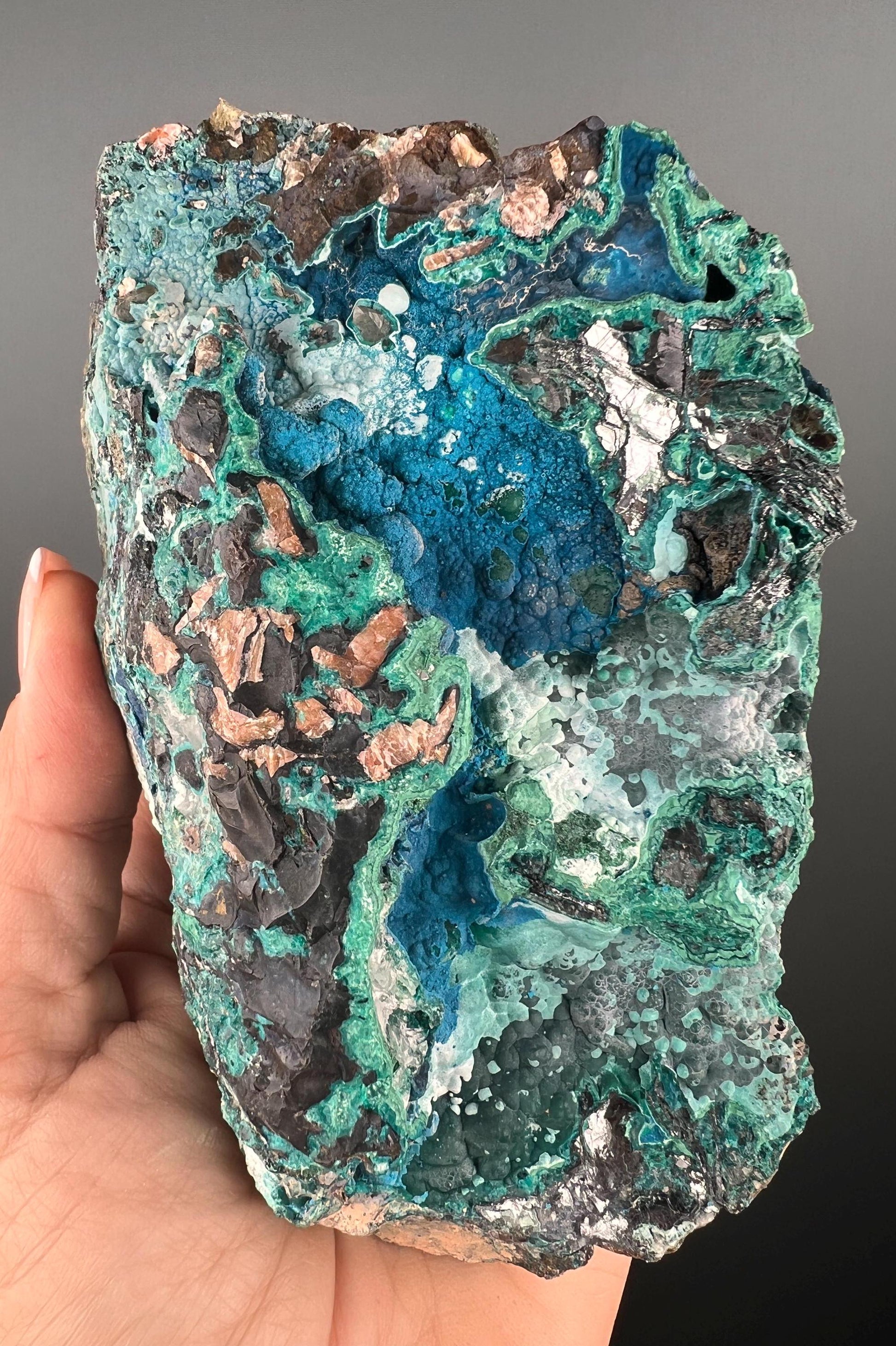 Amazing Combo! Chrysocolla, Malachite and Shattuckite Crystal Specimen