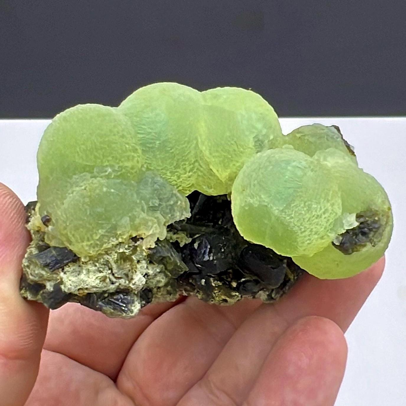 Grape Green Prehnite with Dark Green Epidote Specimen