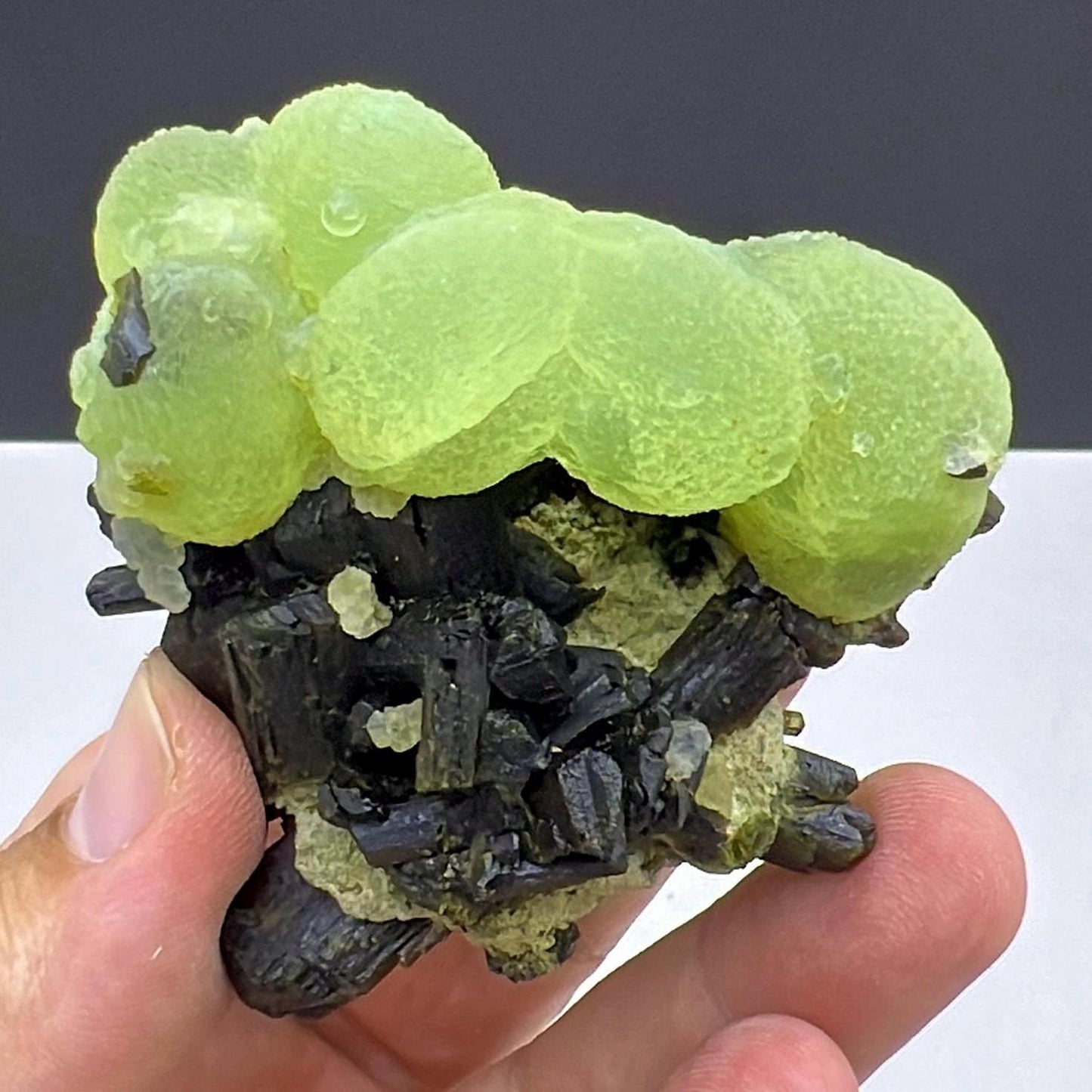 Grape Green Prehnite with Dark Green Epidote Specimen