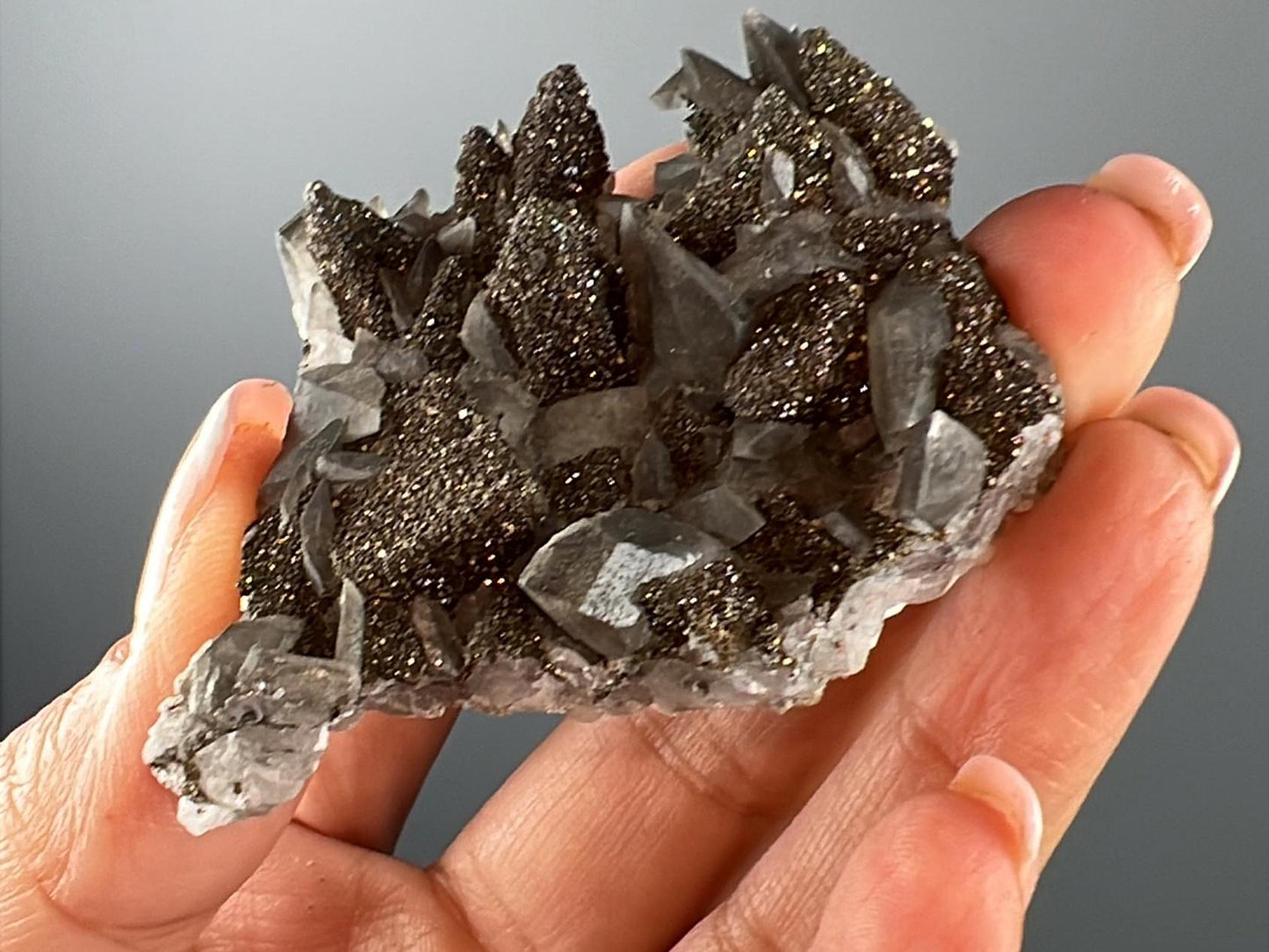 Dragon Scale Black Calcite with Chalcopyrite Specimen