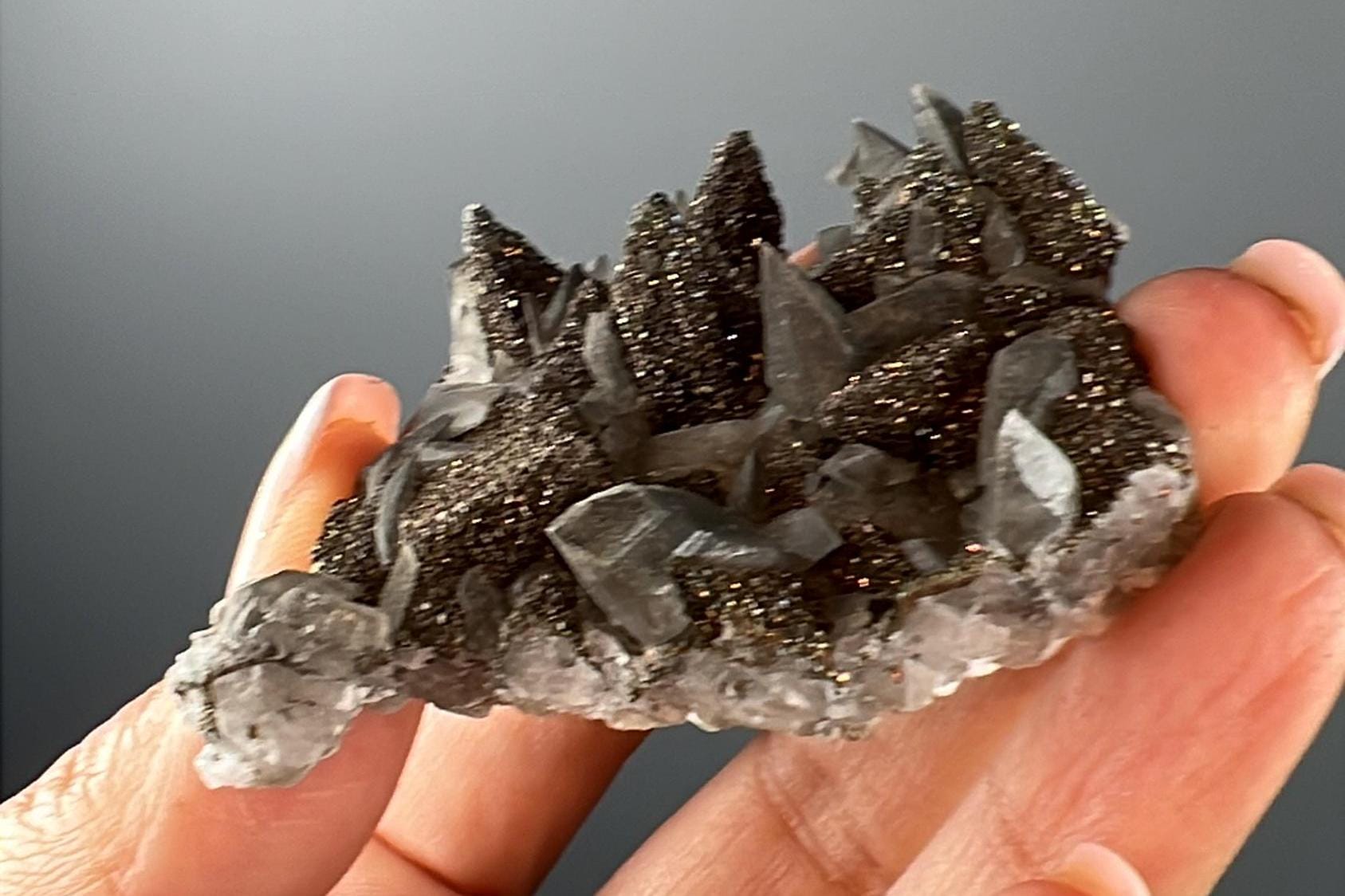 Dragon Scale Black Calcite with Chalcopyrite Specimen