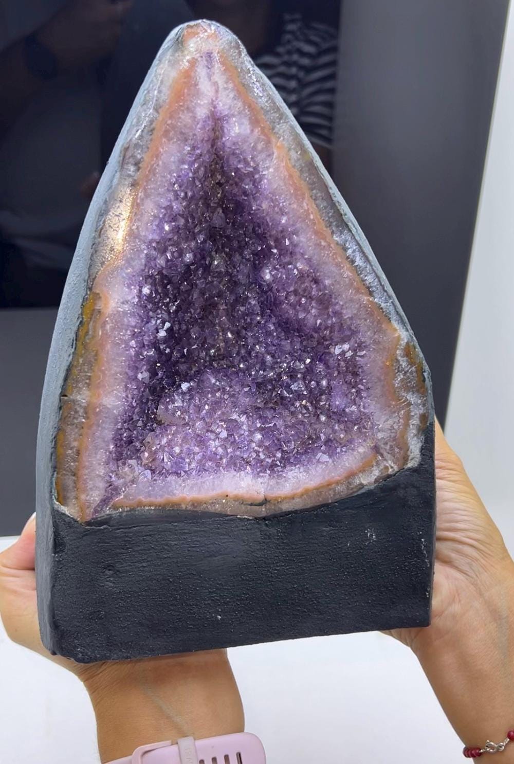 Full Crystallized Purple Amethyst Geode Mineral Specimen, Self-Standing Amethyst Geode