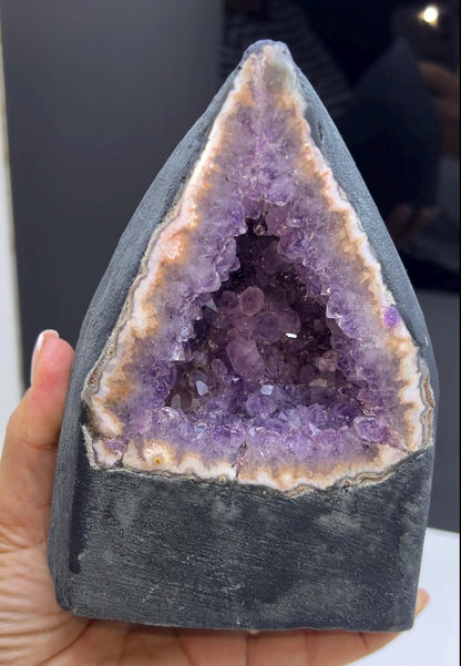 Purple Amethyst Geode Mineral Specimen, Self-Standing Amethyst Geode