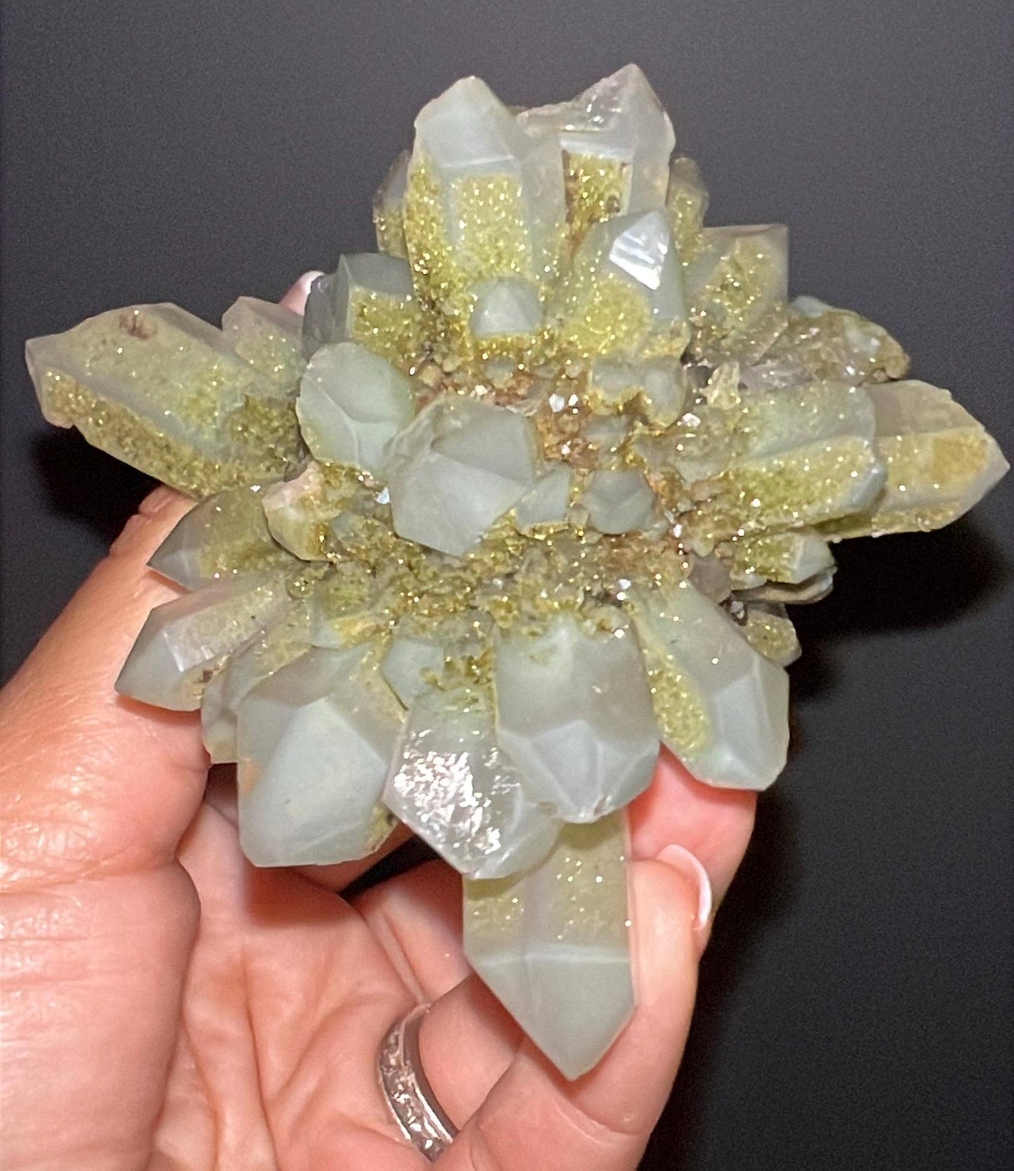 Epic! Crystal Quartz Flowers with Glittery Chlorite Crystals Specimen From Turkey