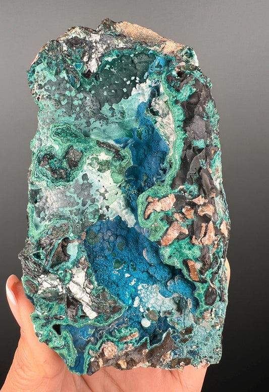 Amazing Combo! Chrysocolla, Malachite and Shattuckite Crystal Specimen