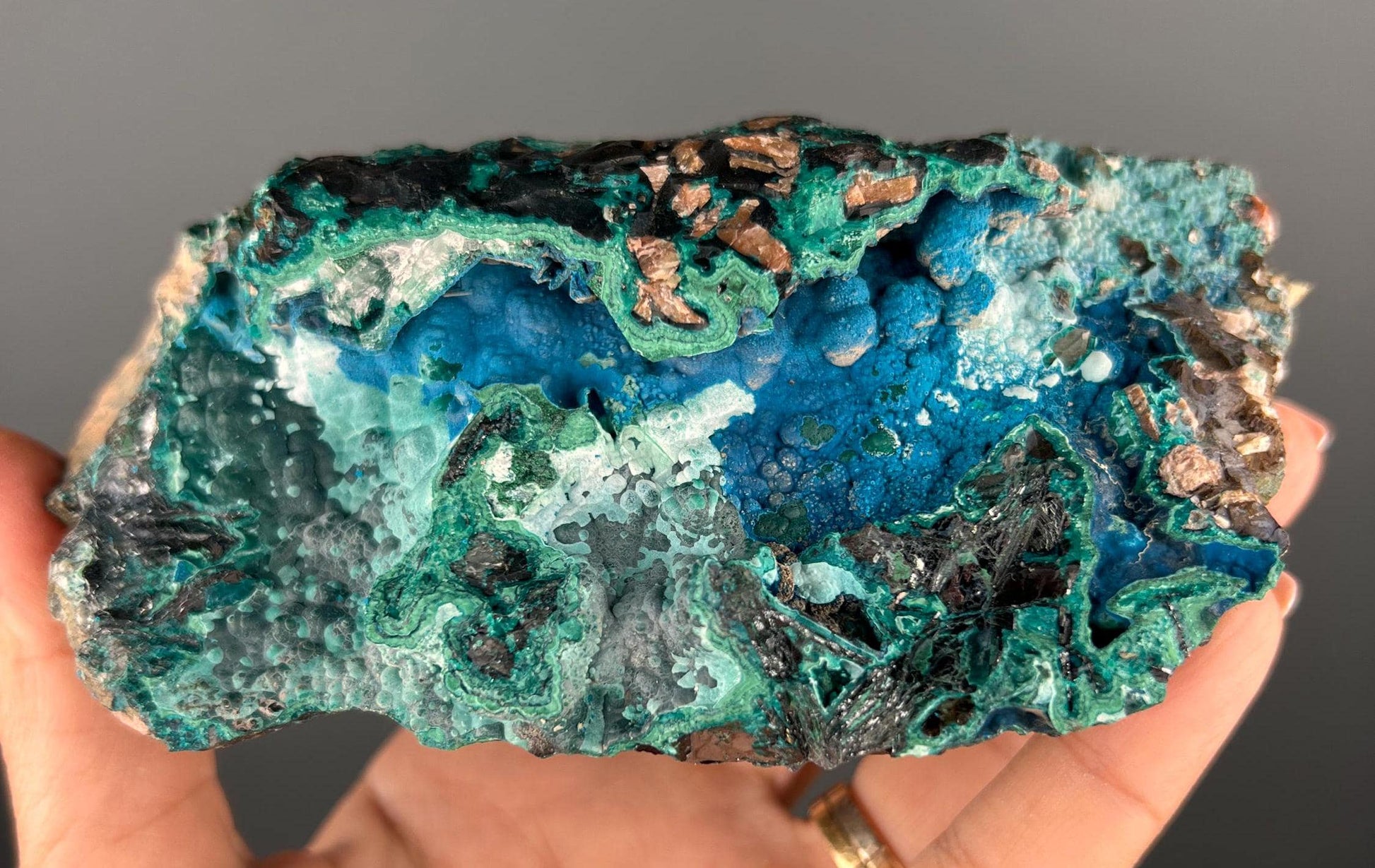 Amazing Combo! Chrysocolla, Malachite and Shattuckite Crystal Specimen