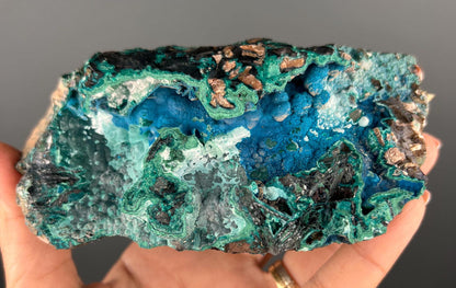 Amazing Combo! Chrysocolla, Malachite and Shattuckite Crystal Specimen