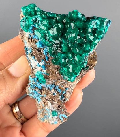 Magnificent Piece! Emerald Green Dioptase with Blue Shattuckite Mineral Specimen