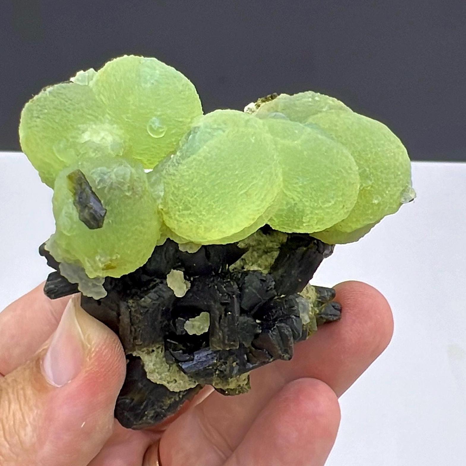 Grape Green Prehnite with Dark Green Epidote Specimen