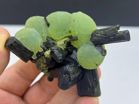 Grape Green Prehnite with Dark Green Epidote Specimen