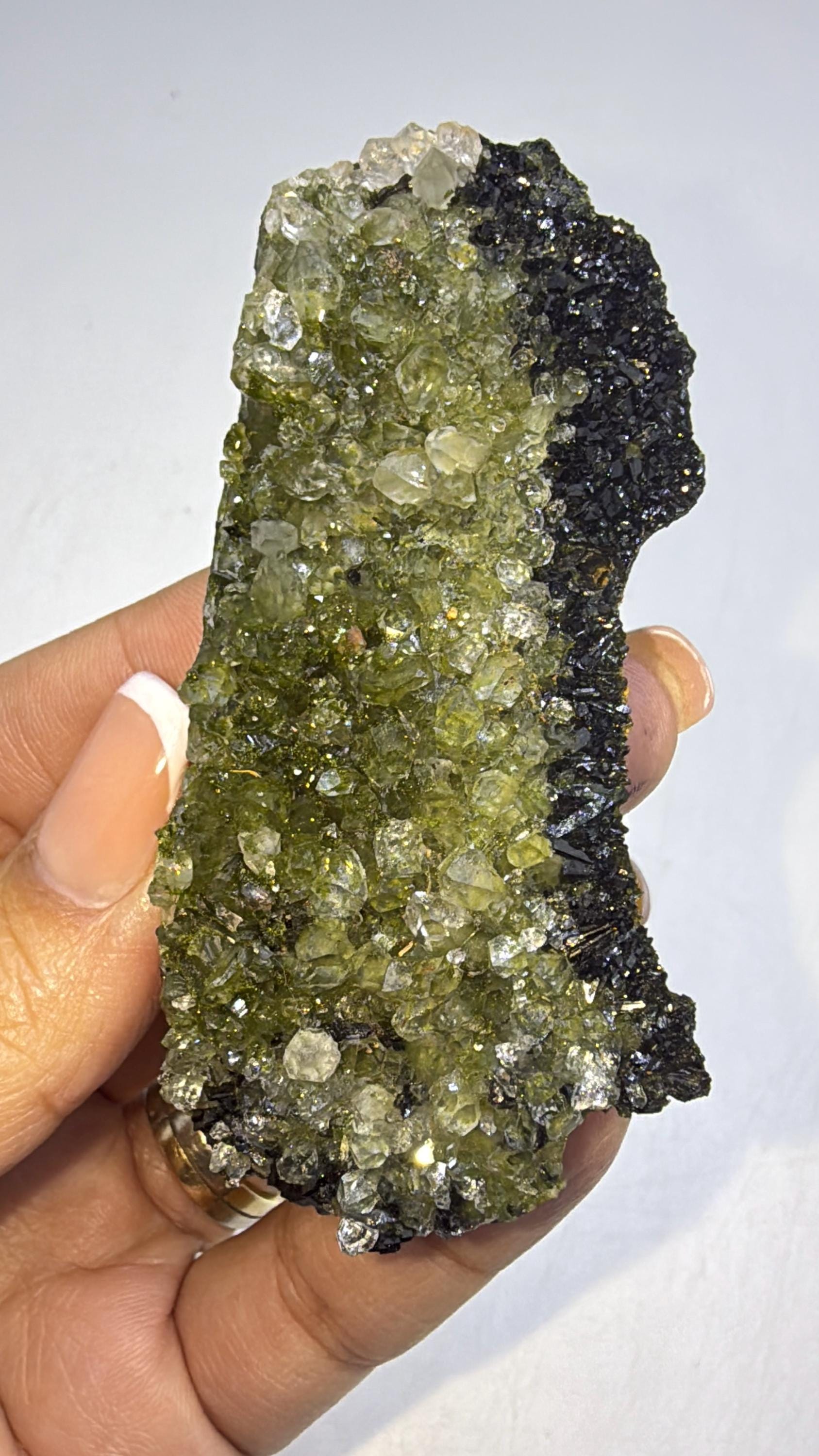 Quartz with Epidote Crystal Specimen, Epidote Quartz