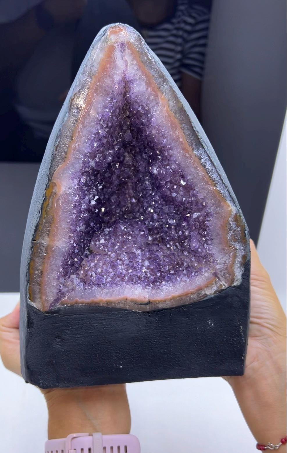 Full Crystallized Purple Amethyst Geode Mineral Specimen, Self-Standing Amethyst Geode