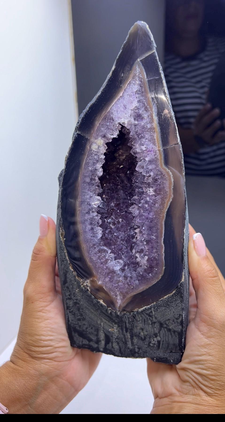 Purple Amethyst Geode Mineral Specimen, Self-Standing Amethyst Geode