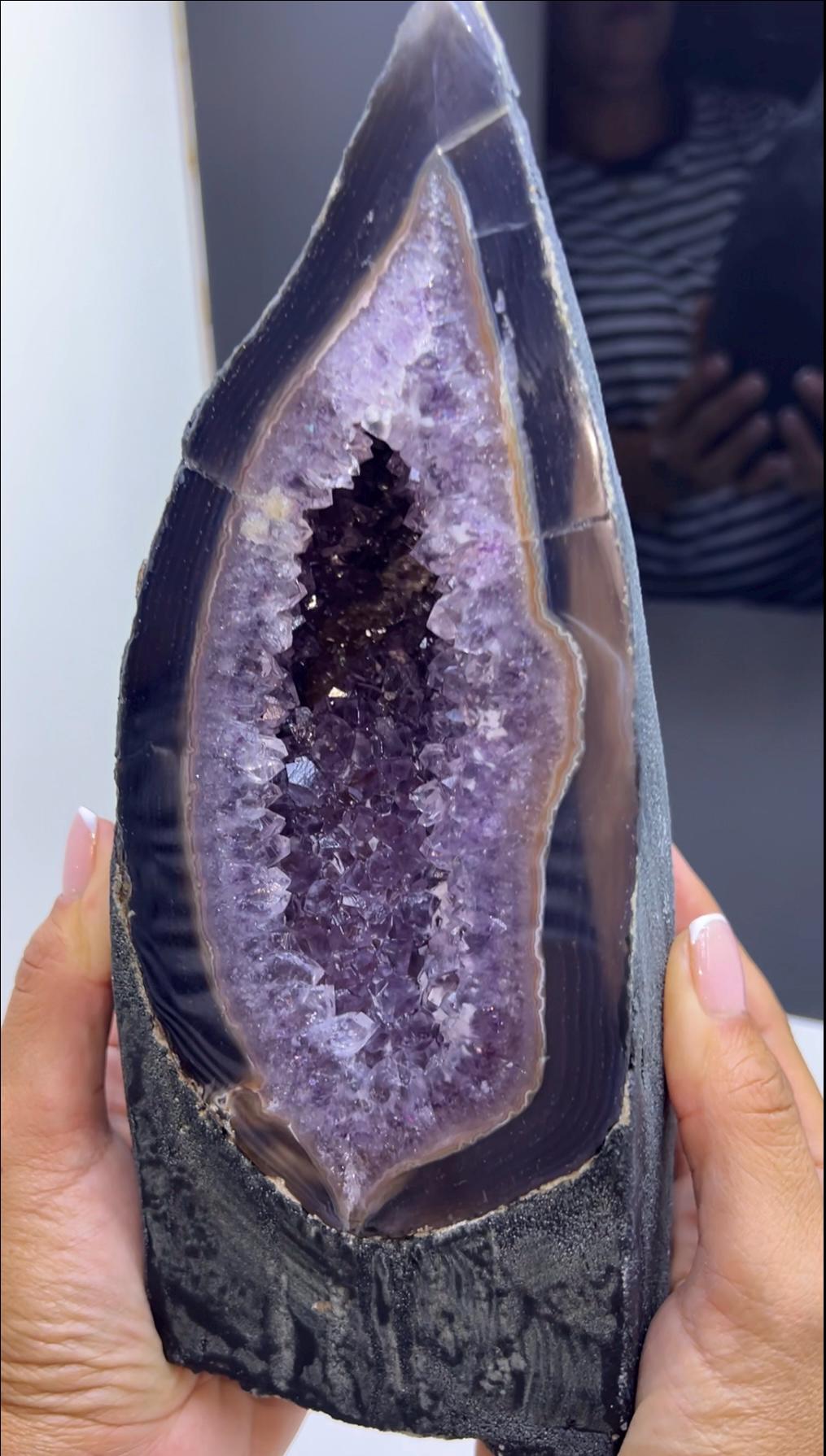 Purple Amethyst Geode Mineral Specimen, Self-Standing Amethyst Geode