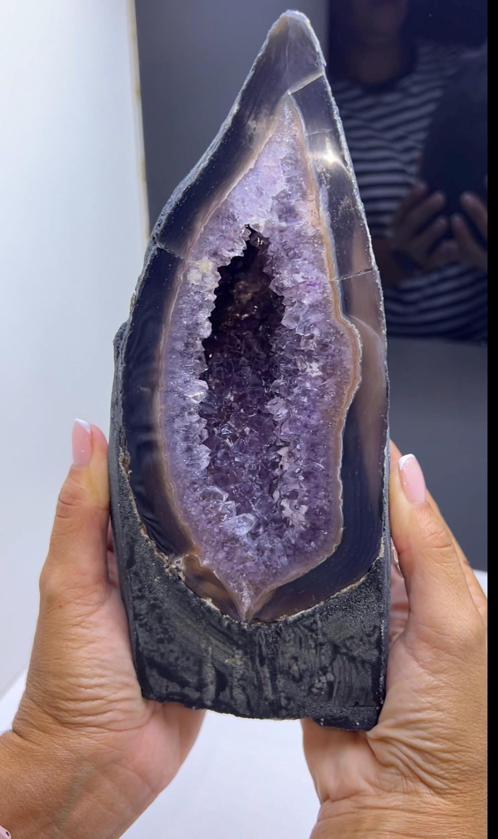 Purple Amethyst Geode Mineral Specimen, Self-Standing Amethyst Geode