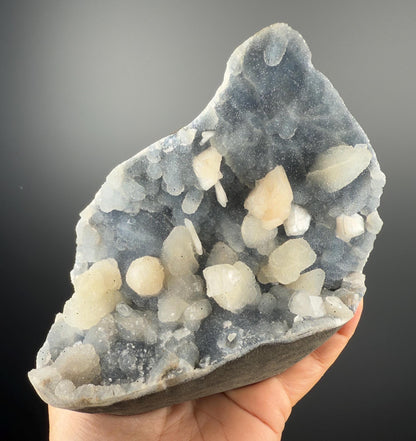 Self-Stand! Druzy Chalcedony with Apophyllite and Stilbite Crystal Geode