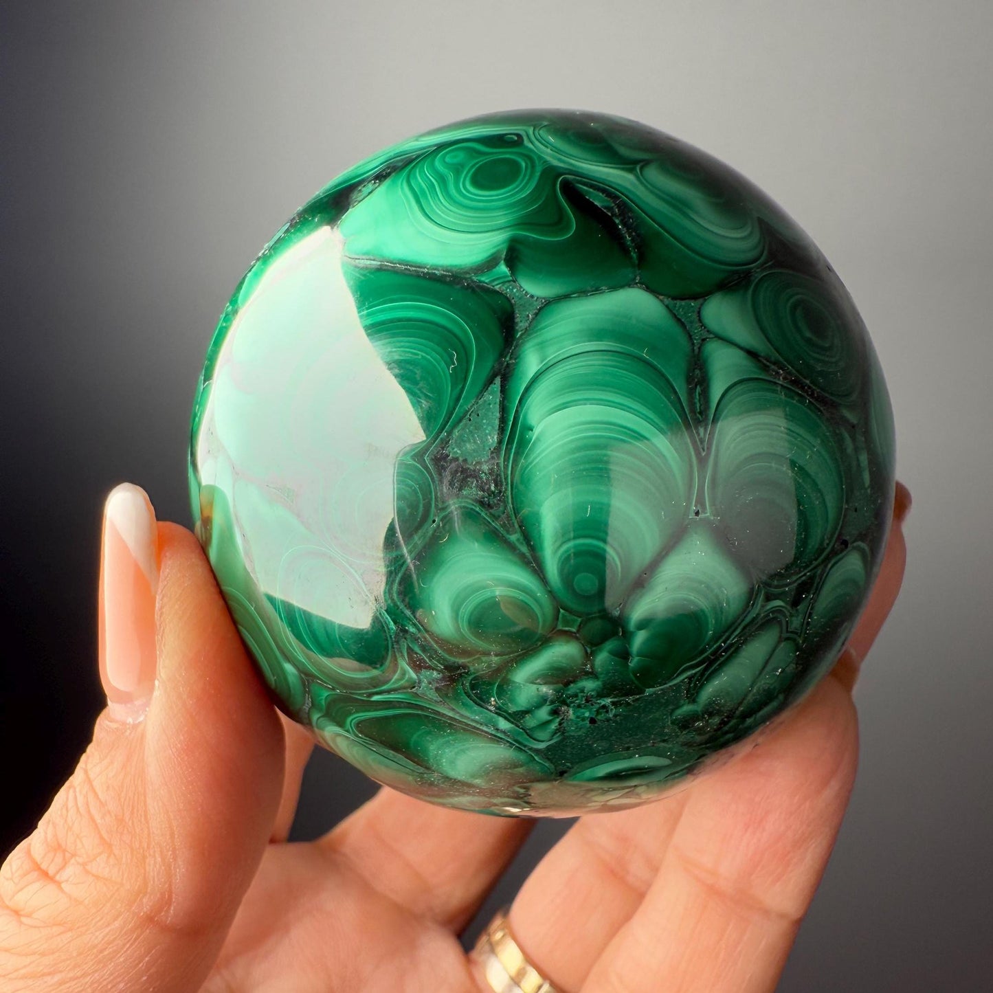 Forest Green Polished Malachite Sphere - 64 mm