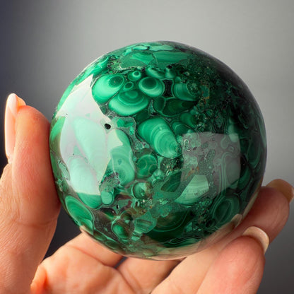 Forest Green Polished Malachite Sphere - 64 mm