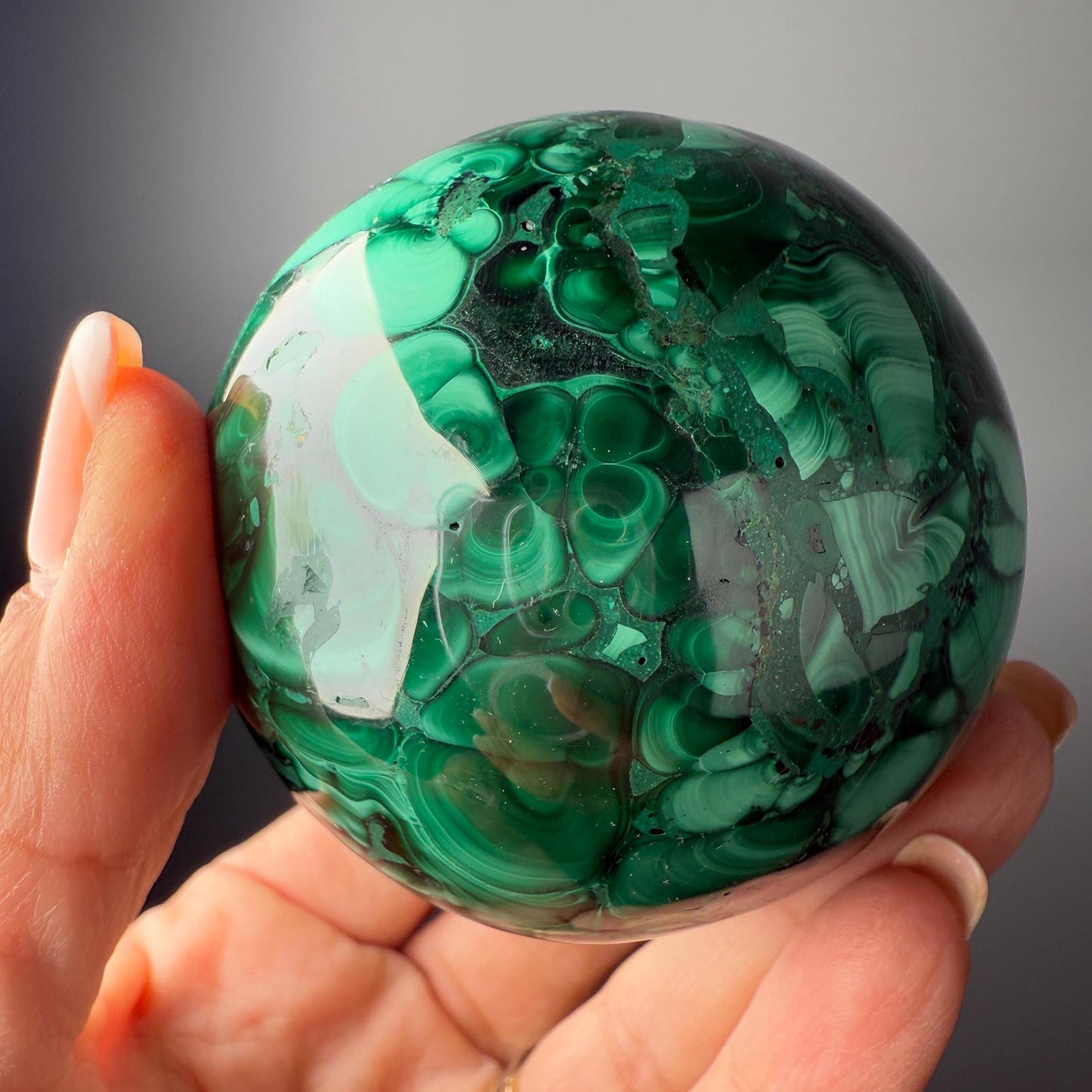 Forest Green Polished Malachite Sphere - 64 mm