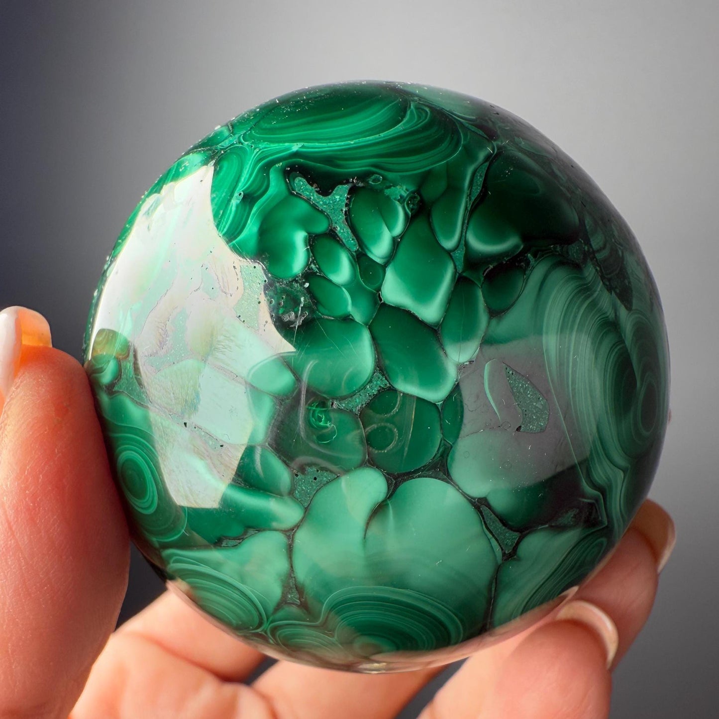 Forest Green Polished Malachite Sphere - 64 mm