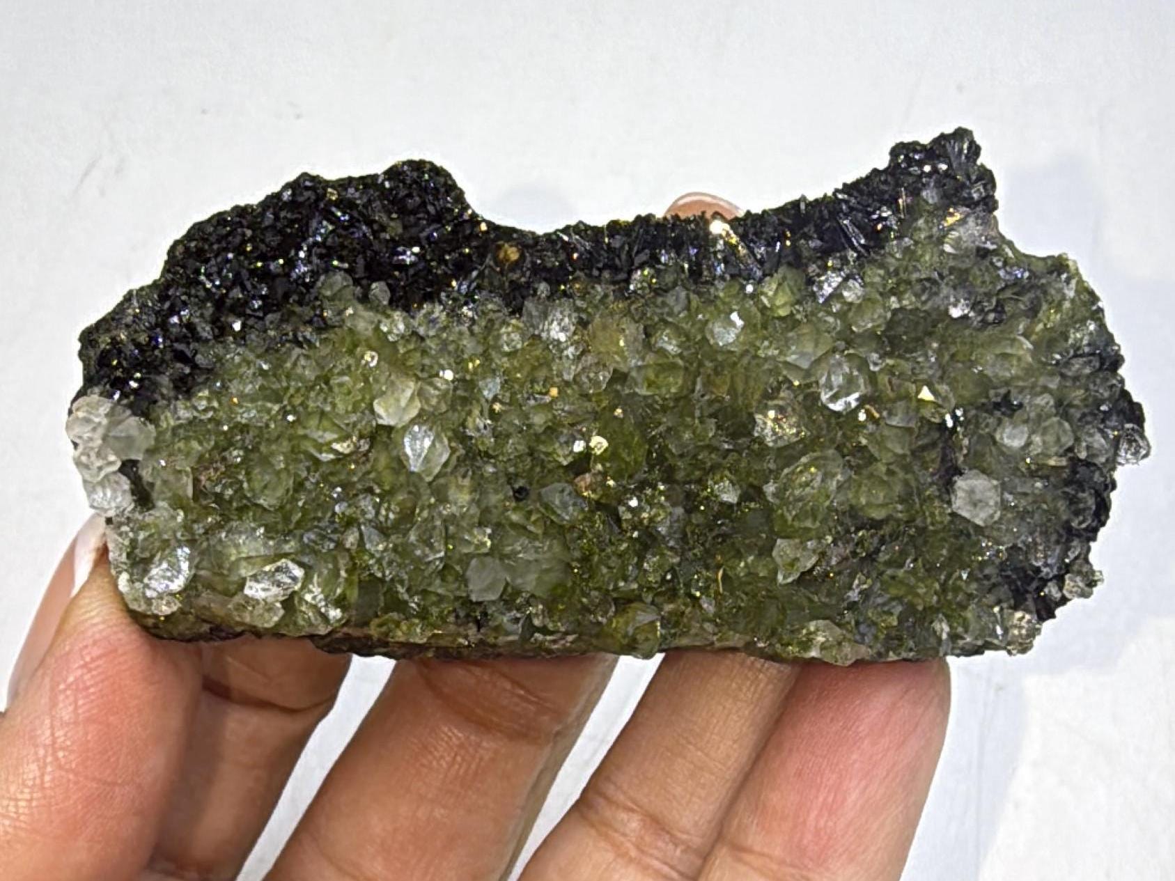 Quartz with Epidote Crystal Specimen, Epidote Quartz