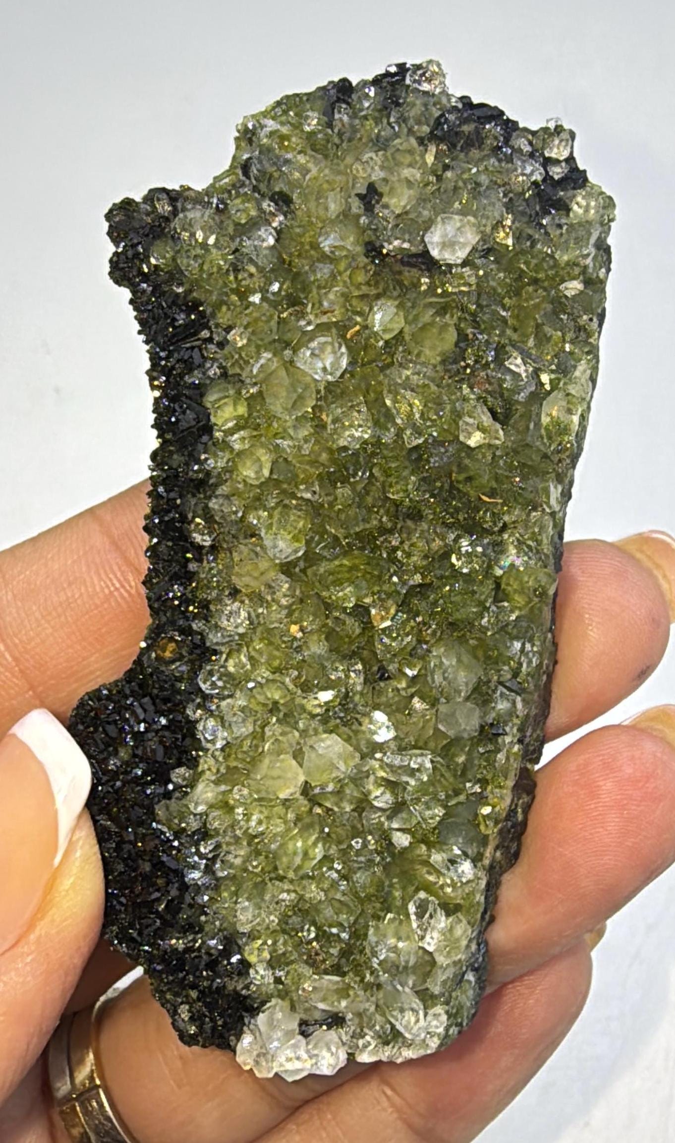 Quartz with Epidote Crystal Specimen, Epidote Quartz