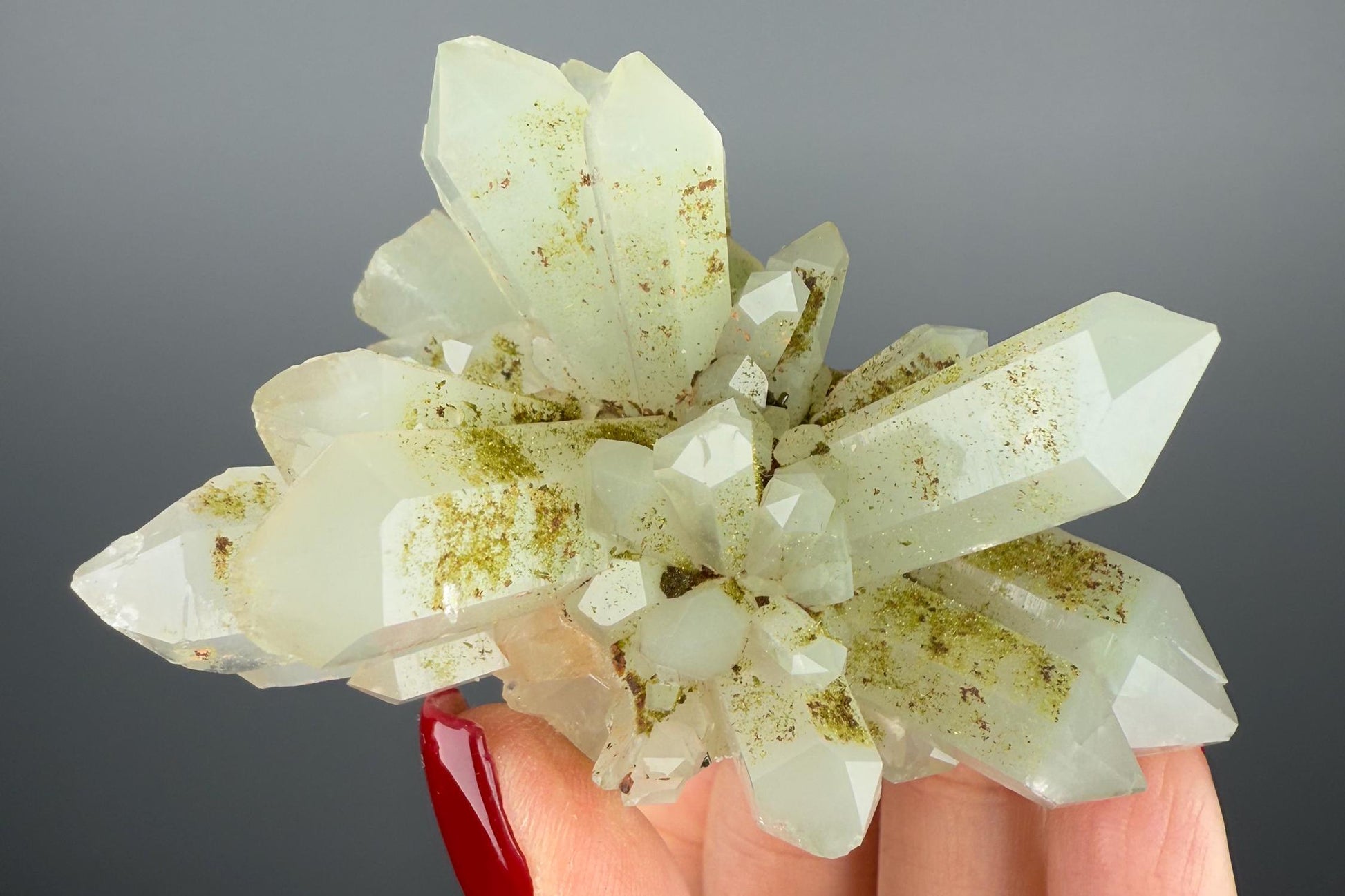 Crystal Quartz Flowers with Glittery Chlorite Crystals Specimen From Turkey