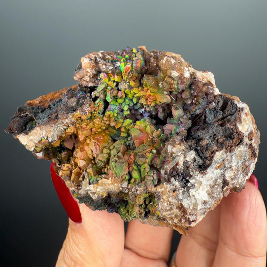 Magical ! Irısdecent Hematite with Quartz Specimen From Spain