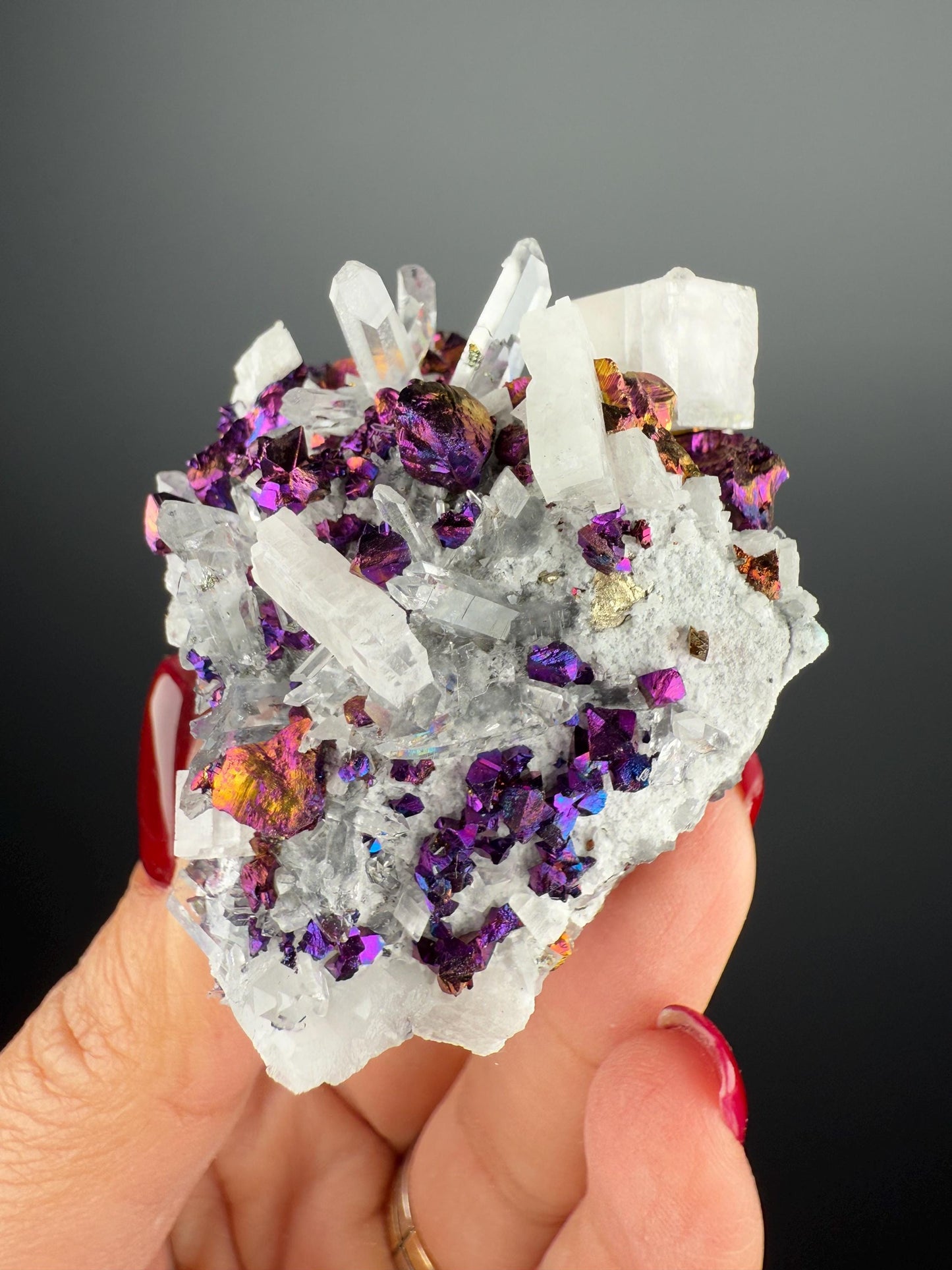 Chalcopyrite with Dolomite and Quartz Crystal