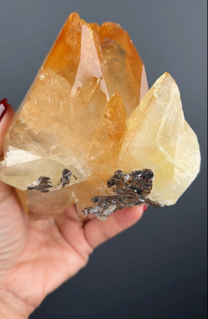 Golden Calcite Crystal with Sphalerite from