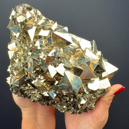 Huge ! Lustrous Hexagonal Pyrite Crystal from Peru