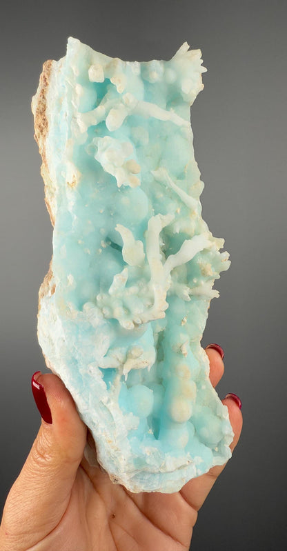 Blue Aragonite Mineral Specimen, Blue Aragonite Crystal (Double-side Crystallization)