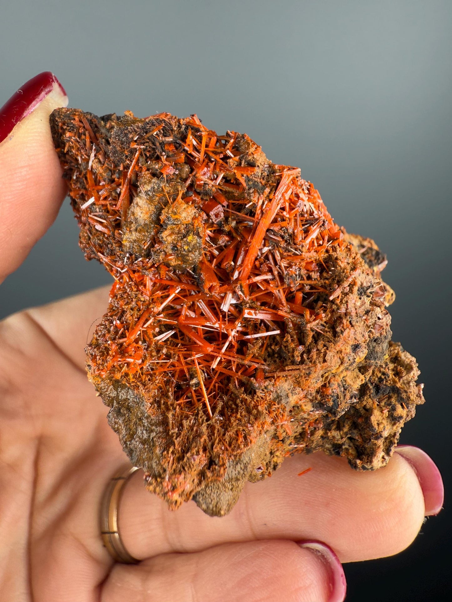 Orange Crocoite Crystal Specimen