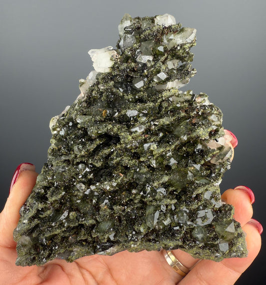 Forest Green Epidote with Quartz Specimen