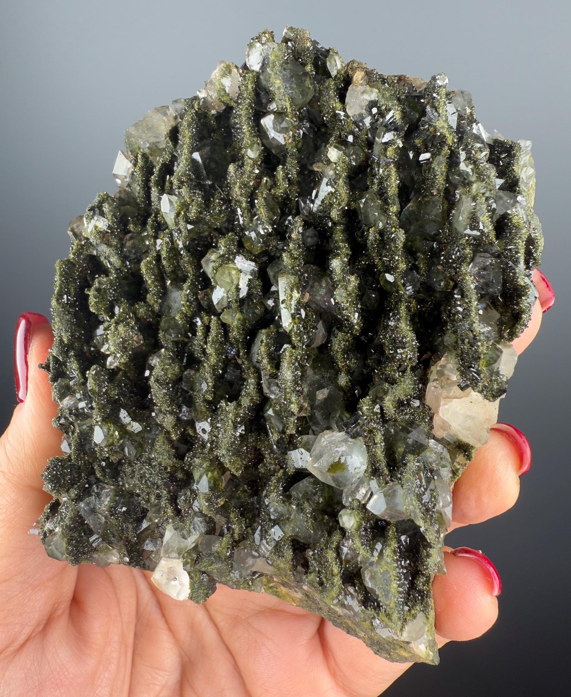 Quartz with Epidote Crystal Specimen, Epidote Quartz