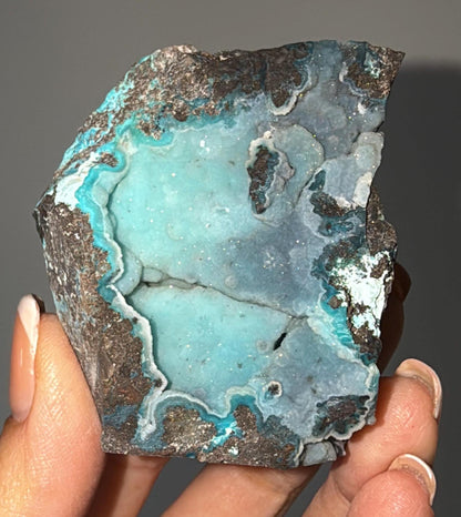 Druzy Blue Chrysocolla with Chalcedony Crystal