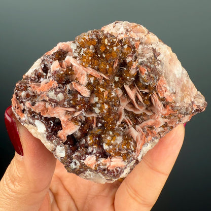 Amazing Combination! Quartz, Manganese Oxide, Limonite and Calcite Crystal