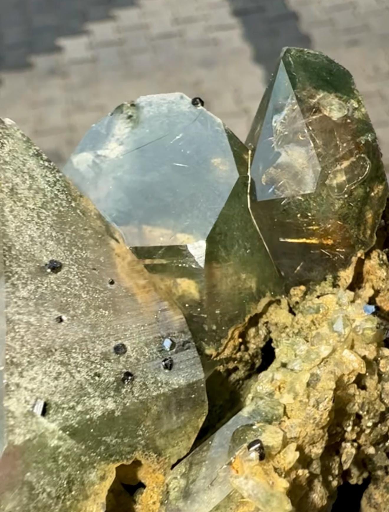 Amazing Energy! Himalayan Clear Quartz with Golden Rutile and Green Chlorite from Himalayas