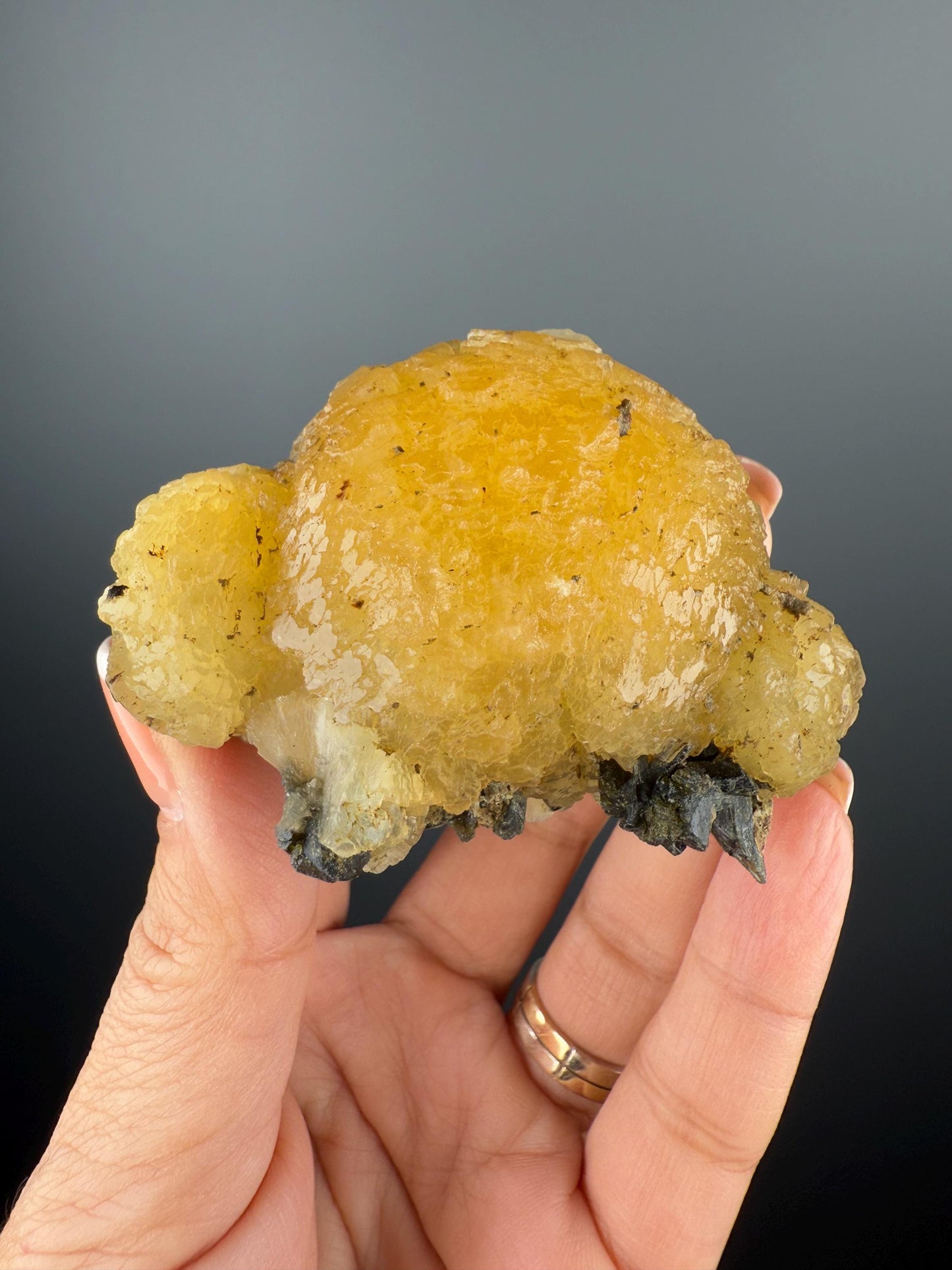 Yellow Stellerite with Green Epidote Crystal Specimen