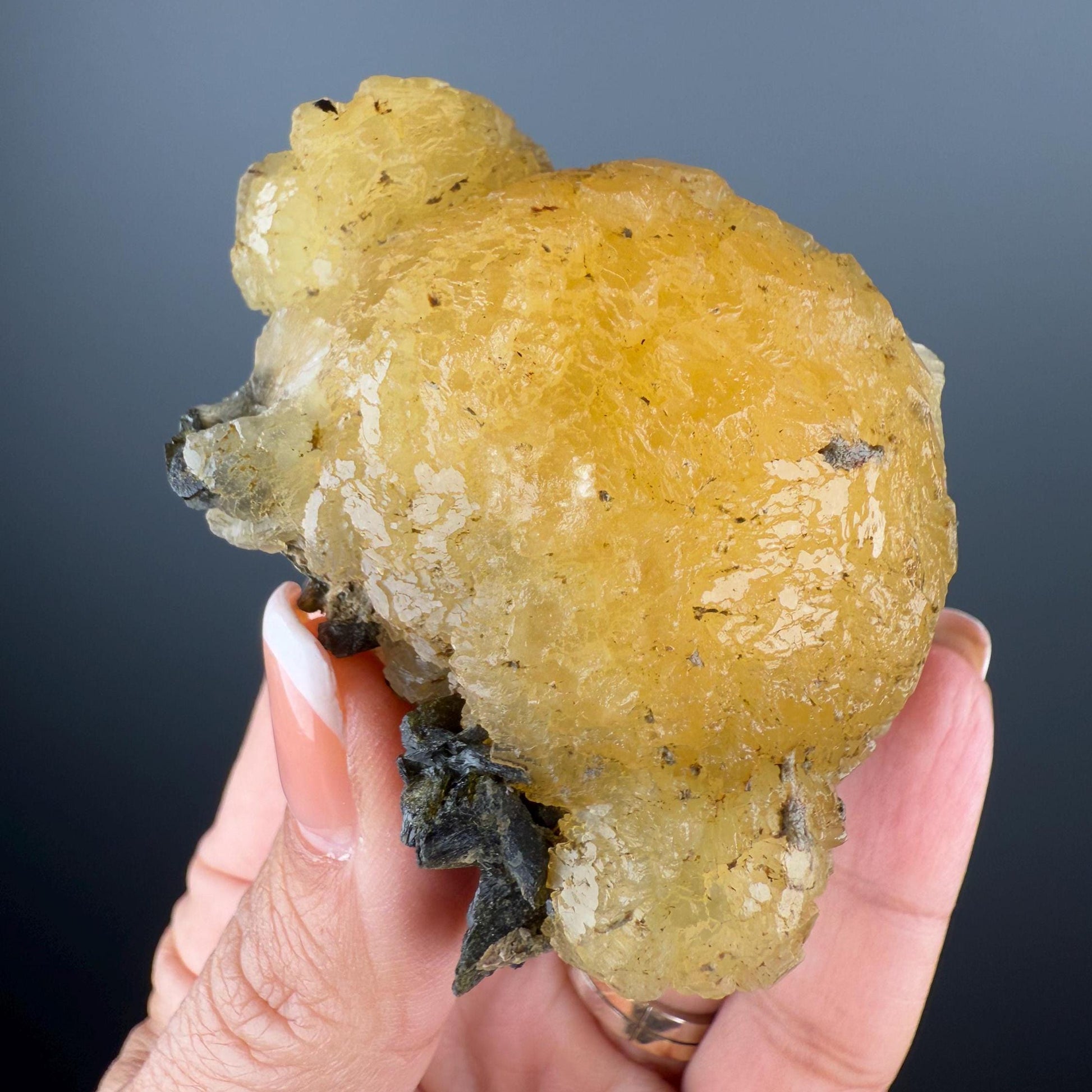 Yellow Stellerite with Green Epidote Crystal Specimen