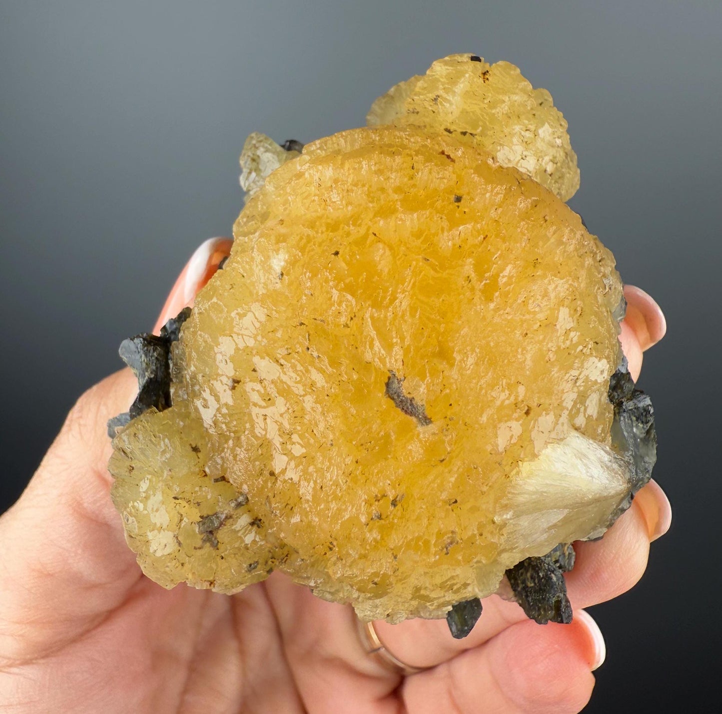 Yellow Stellerite with Green Epidote Crystal Specimen