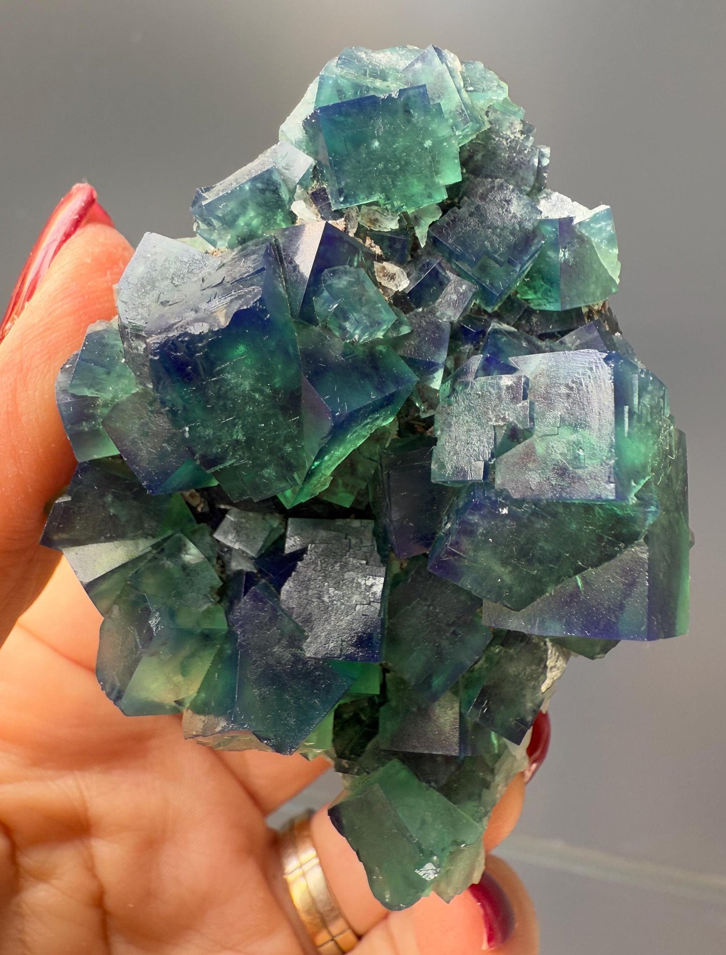 Color Change Green-Purple Fluorite Specimen from Heavy Metal Pocket, Rogerly,England